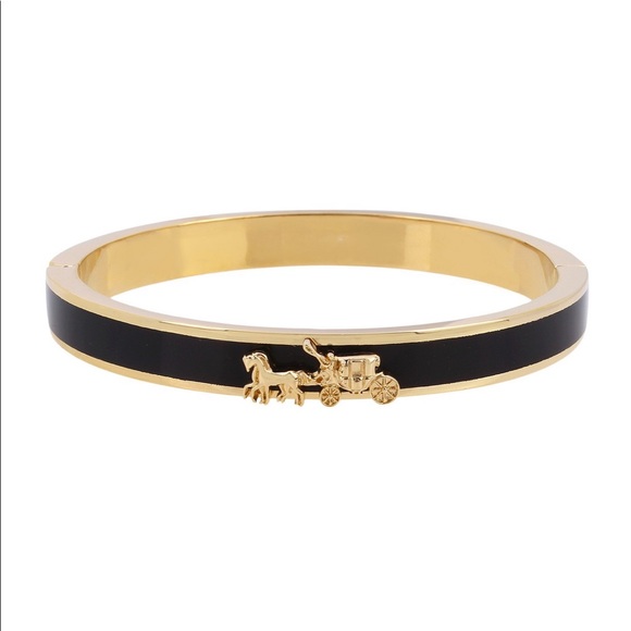 COACH Horse Carriage Enamel Hinged Bangle Bracelet with Dust Bag